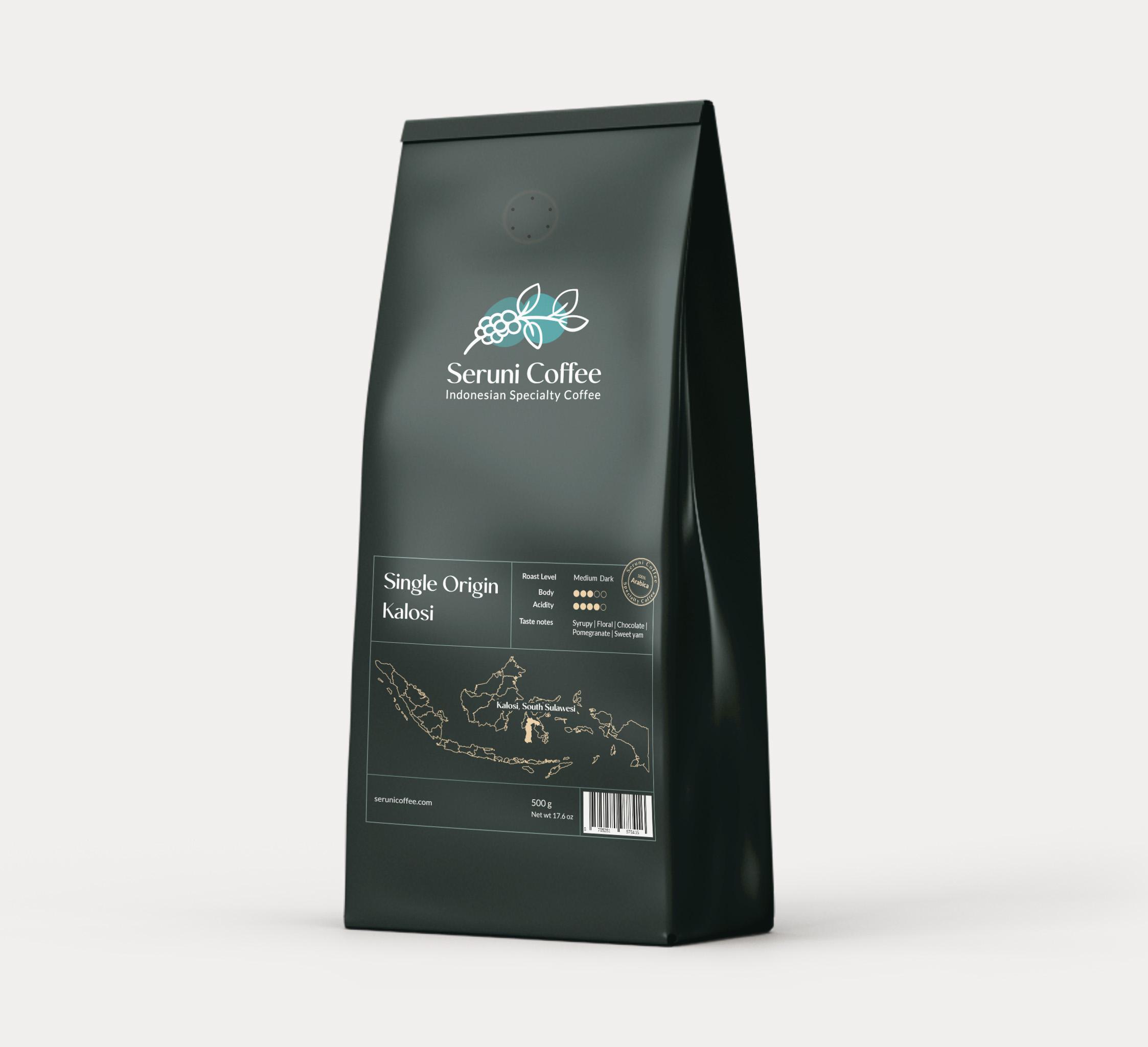 Indonesië Kalosi | Arabica | Medium Dark Roast | Seruni Coffee 500 gr