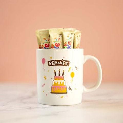 Beanies - Birthday mug + birthday cake coffee 