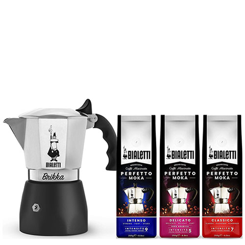 Bialetti Brikka Percolator 4 kops – 170ml + Bialetti Koffie Proefpakket