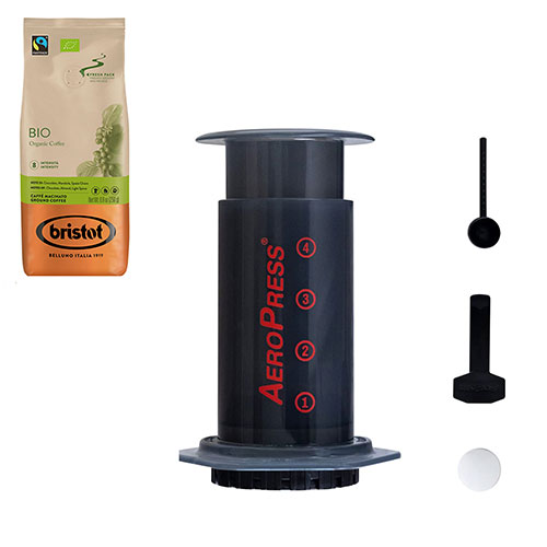 Aeropress Coffee Maker + Bristot BIO 100%  koffie 200gr