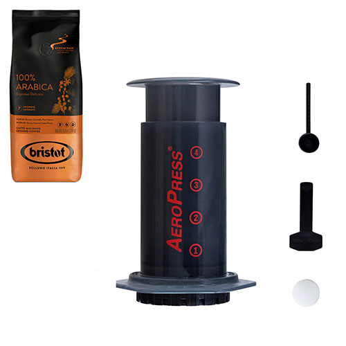 Aeropress Coffee Maker + Bristot 100% Arabica koffie 250gr