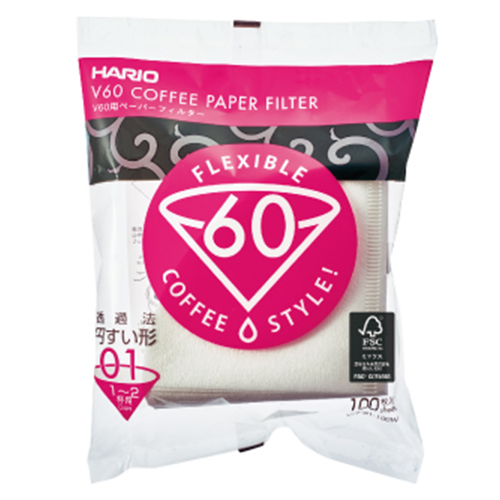 Hario V60-01 Koffiefilters Wit 100 stuks