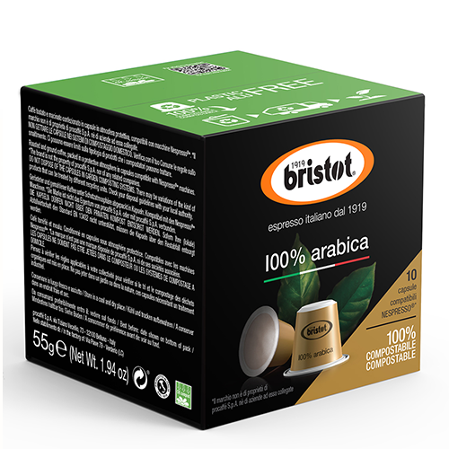 Bristot 100% Arabica Composteerbare Koffiecups 10 stuks